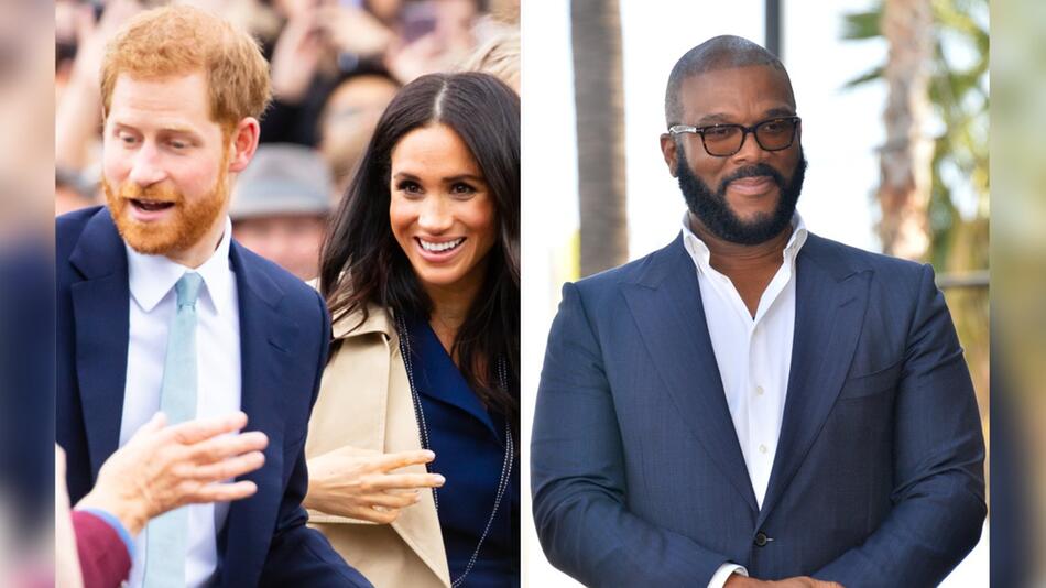 Harry (li.) und Meghan werden Tyler Perry bei einer Gala feiern.