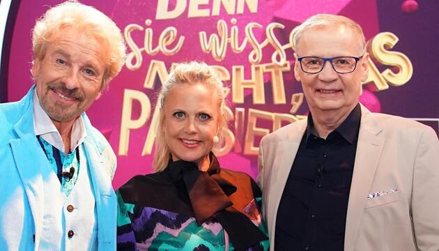 V.l.: Thomas Gottschalk, Barbara Schöneberger, und Günther Jauch bei "Denn sie wissen nicht, was ...