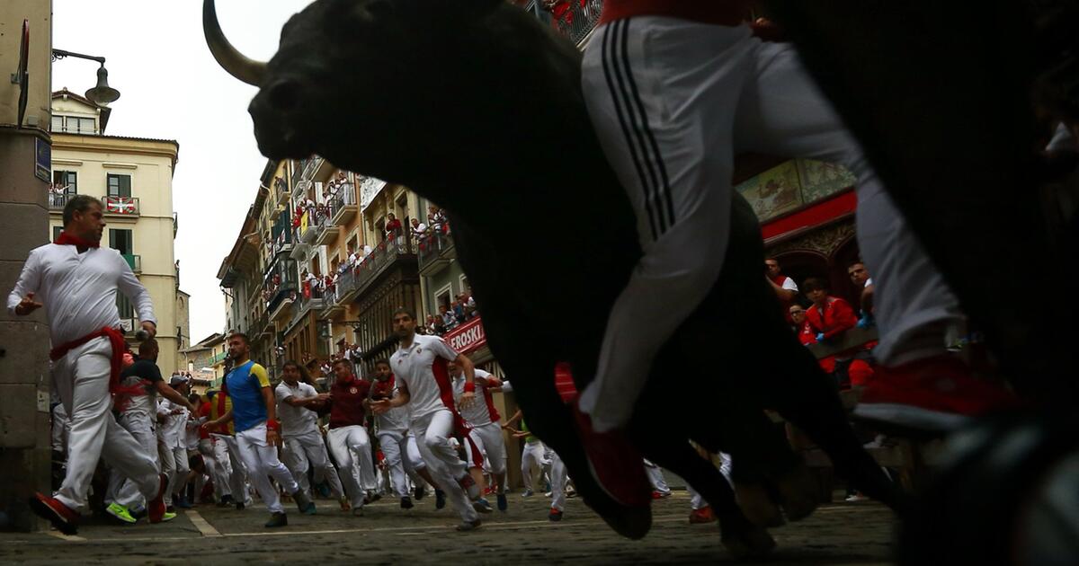 Bildergebnis fÃ¼r Stierlauf Pamplona: Halbnackter Protest gegen Stierrennen