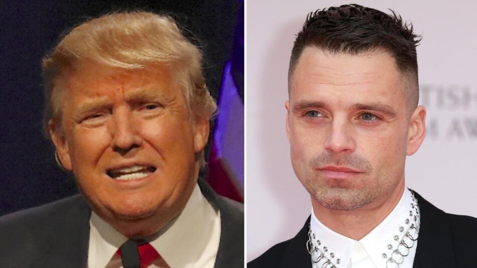 Sebastian Stan (r.) spielt in "The Apprentice" Donald Trump.