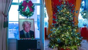 Melania Trump hat die Deko fürs Weisse Haus wie ein Lego-Porträt ihres Mannes und blaue ...