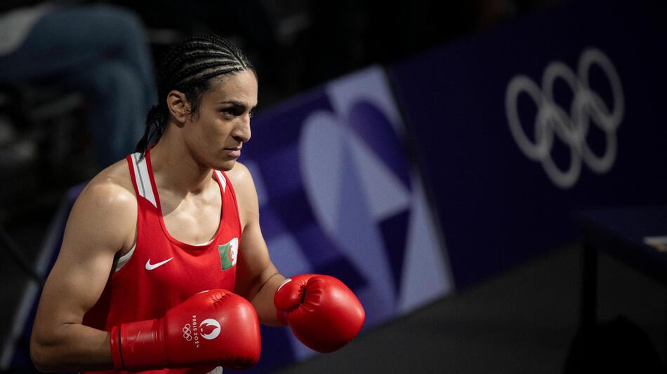 Imane Khelif aus Algerien vor ihrem Achtelfinal-Kampf bei Olympia in Paris