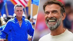 Jürgen Klopp (l.) und Robbie Williams sorgten in der Nacht zu Montag für einen denkwürdigen TV ...