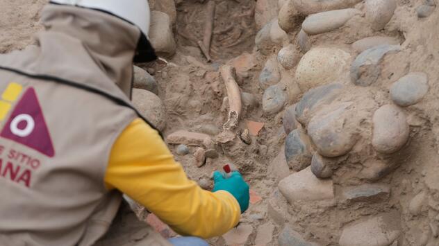 Fund in der Ruinenstätte Huaca Pucllana in Peru