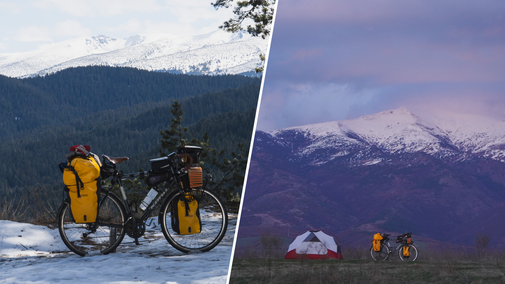 Fahrrad Schnee Bulgarien Camp