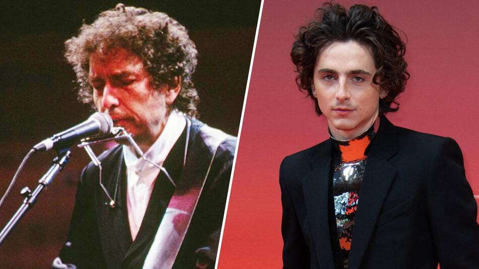 Bob Dylan (l.) ist überzeugt von Timothée Chalamets Schauspielkünsten.