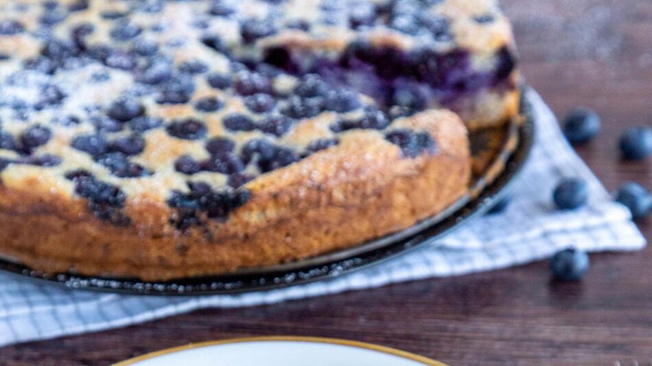 Heidelbeerkuchen mit Tofu und Sojasahne