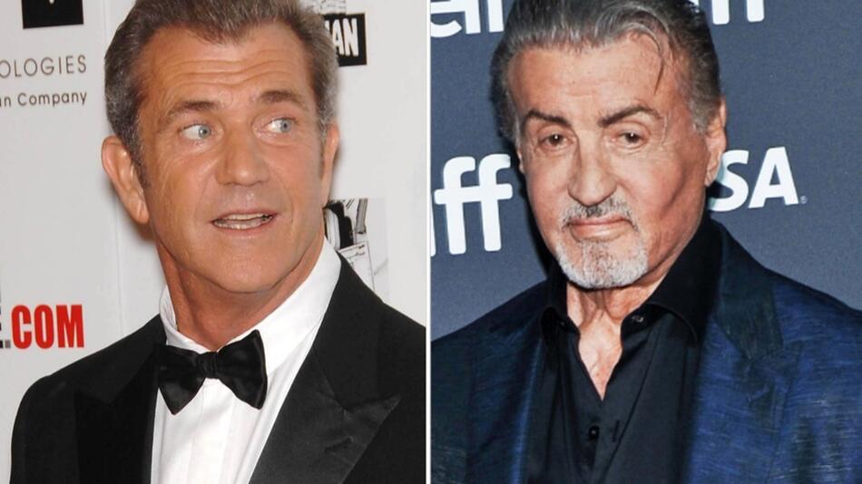 Mel Gibson (l.) und Sylvester Stallone sollen Hollywood im Auftrag von Donald Trump zu alter ...