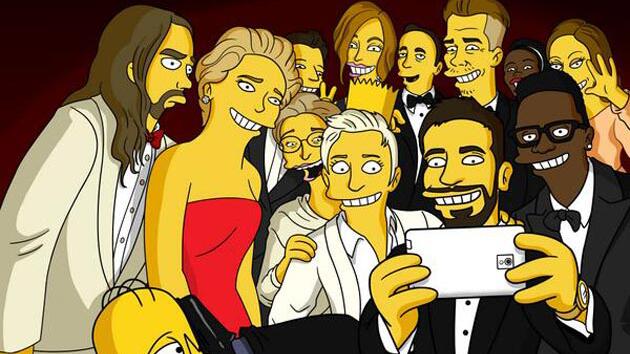 Homer Simpson auf dem Oscar Selfie
