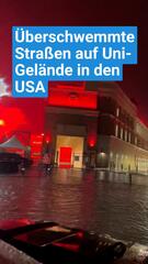 Strassen von amerikanischem Uni-Campus völlig überschwemmt