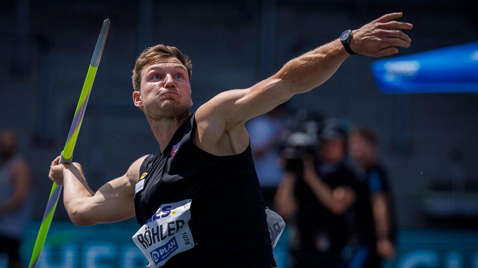 Speerwerfer Thomas Röhler während der deutschen Leichtathletik-Meisterschaften 2024 in Braunschweig