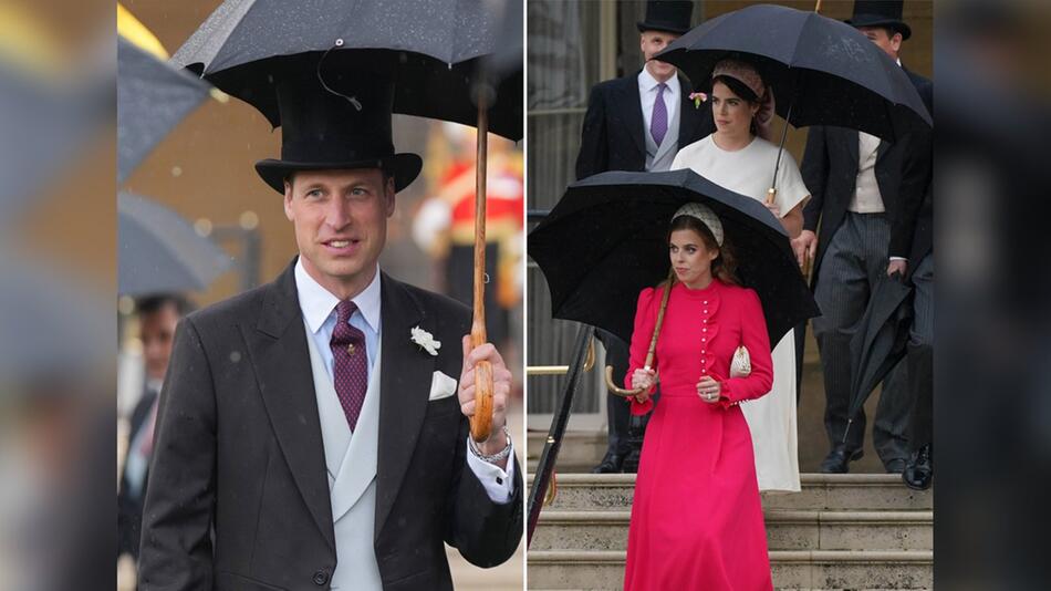 Prinz William, Prinzessin Beatrice und Prinzessin Eugenie auf der Gartenparty.