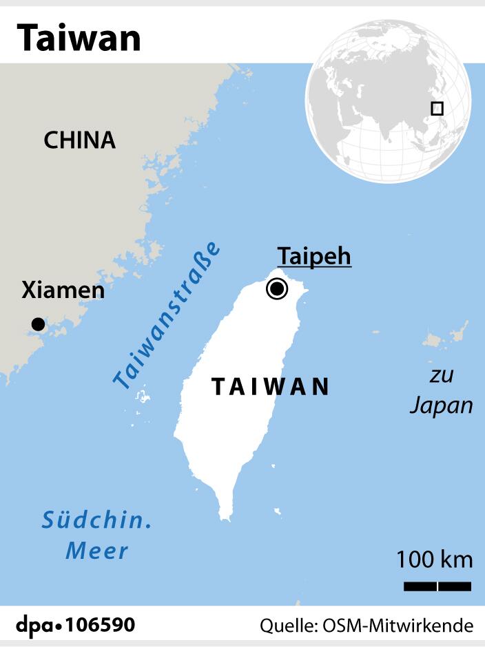 Grafik-Karte: Taiwan und Taiwanstrasse