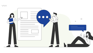 Grafische Darstellung, die die Zusammenarbeit der Redaktion mit ihren Lesern illustriert.