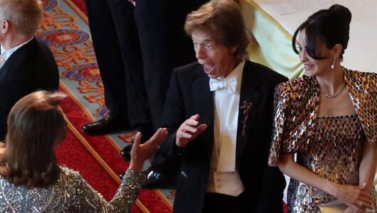 Mick Jagger hat auf Schloss Windsor sichtlich Spass.