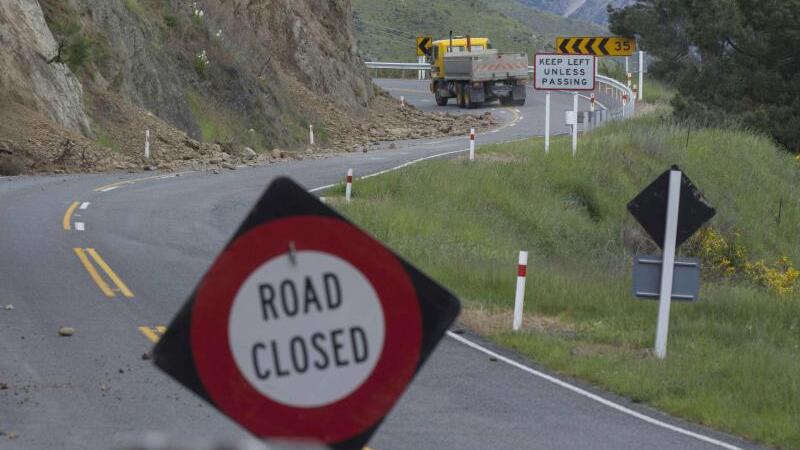 Gesperrte Strasse in Neuseeland