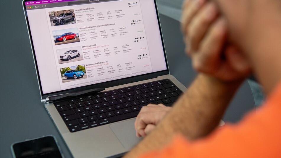 Ein Mann blickt auf die Webseite ev-database.org