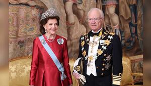 König Carl XVI. Gustaf und Königin Silvia beim Staatsdinner zu seinem 80. Geburtstag.