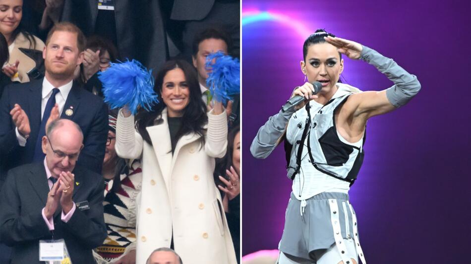 Harry und Meghan waren sichtlich begeistert von den Musikacts wie Katy Perry (re.).