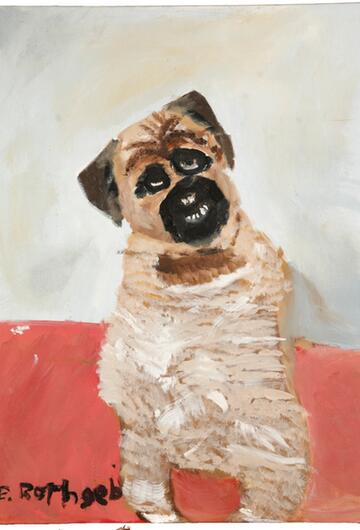 "Ronan, the Pug" ("Ronan, der Boxer"), Acryl auf Leinwand, von Erin Rothgeb