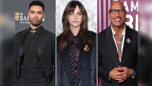 Sind schon dabei beim Broschen-Trend: Regé-Jean Page (l.), Cara Delevingne und Dwayne Johnson.