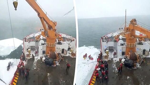 Auf treibender Eisscholle gefangen: Küstenwache rettet Schneemobilfahrer