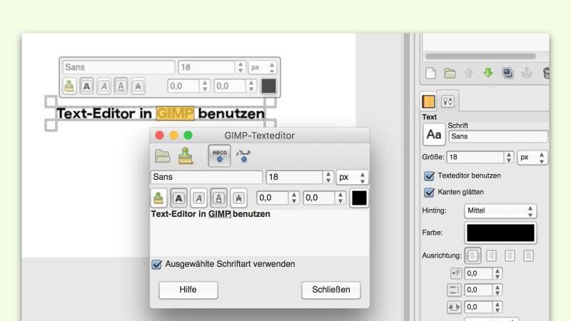 Text-Editor in GIMP