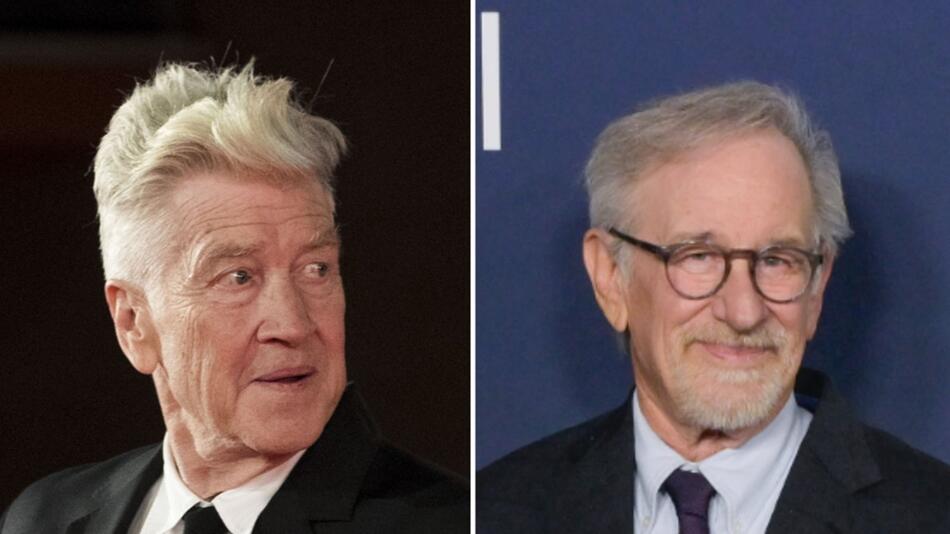 Steven Spielberg (r.) sieht David Lynch als "einzigartige Stimme" des Kinos.