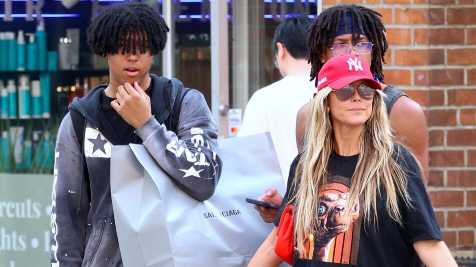Heidi Klum mit Henry und Johan (l.) in New York City.