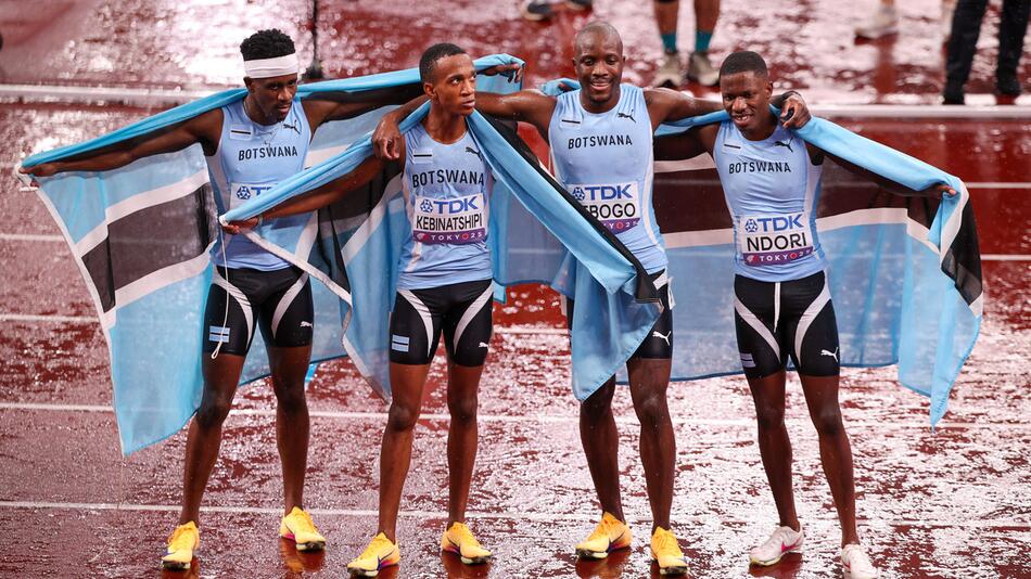 Lee Bhekempilo Eppie, Busang Collen Kebinatshipi, Letsile Tebogo, and Bayapo Ndori