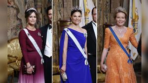 Sofia, Victoria, Mathilde (v.l.): Nicht nur diese drei Royals trugen am Donnerstagabend bunte Roben.