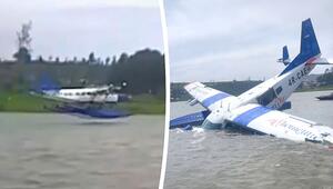 Bruchlandung auf See: Wasserflugzeug schlägt hart auf