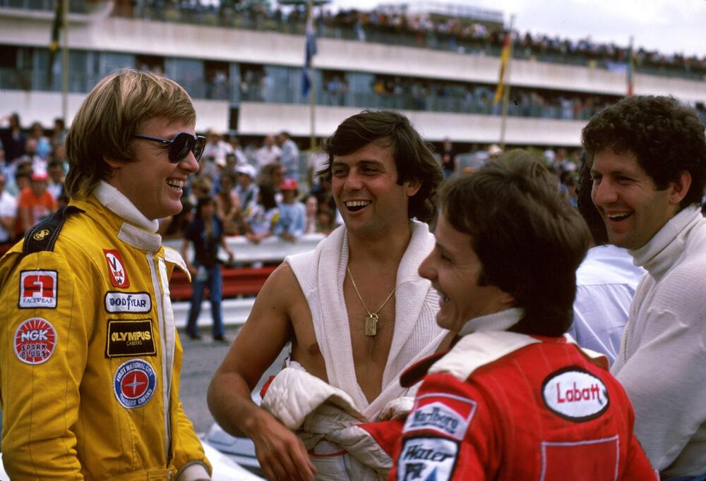 V.l.n.r.: Ronnie Peterson, Patrick Tambay, Gilles Villeneuve und Jody Scheckter 1978.