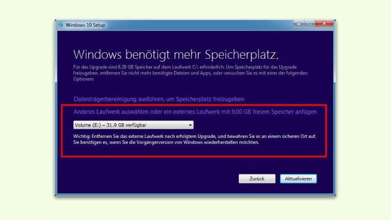 Windows-10-Setup auslagern