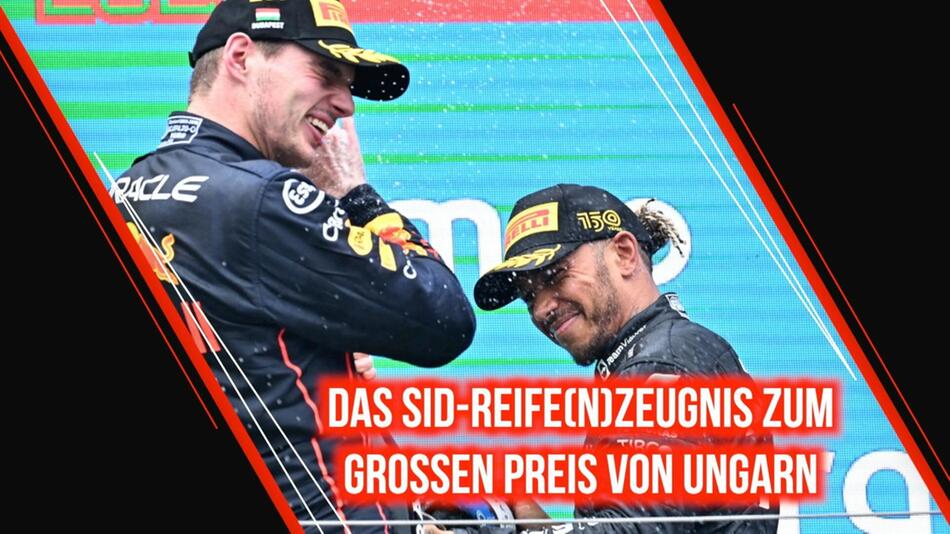 Formel 1, Max Verstappen, Lewis Hamilton, Ungarn, Podium, Siegerehrung, 2022