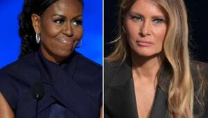 Michelle Obama neben Melania Trump.